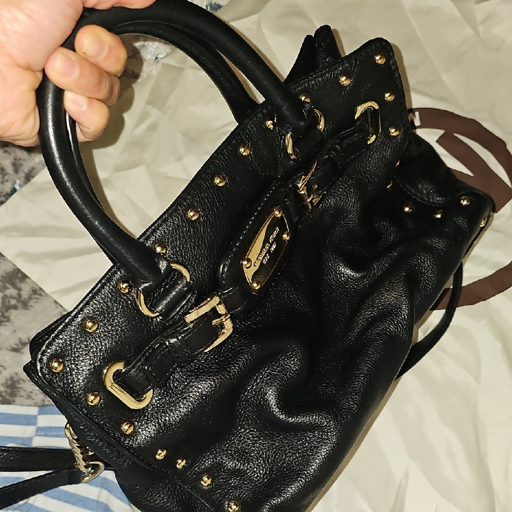Black Studded Handbag Leather